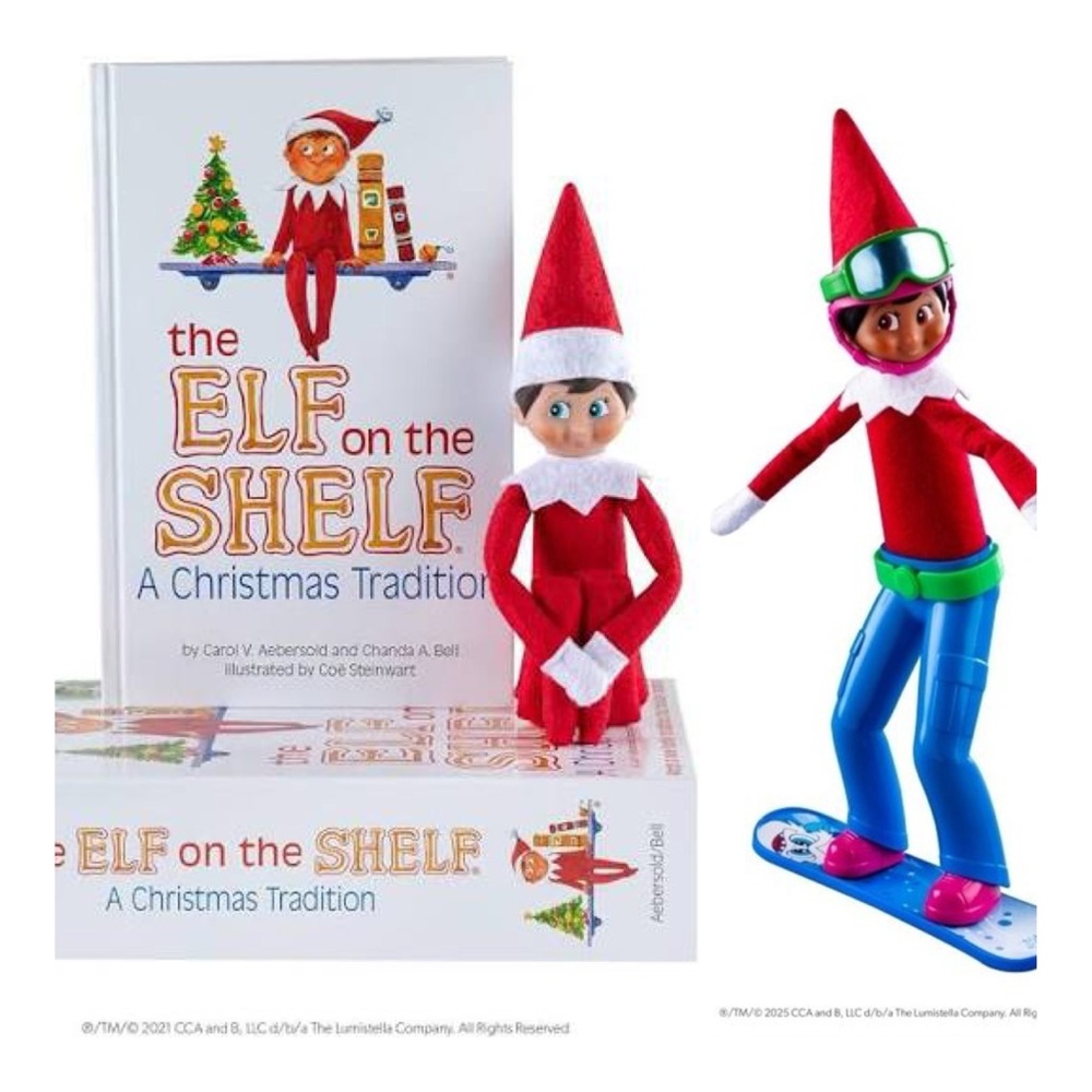 NWT The Elf on the Shelf Boy Set with Book & Snowboarding Standing Gear Bundle